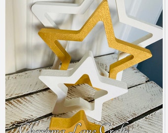 White & Gold Stackable Stars Ornament