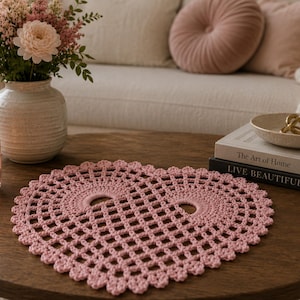 Crochet Heart Coaster Placemat Pattern, Crochet Table Mat, Easy Crochet Kitchen Decor, Beginner Crochet Table Mat, Coaster Digital Download