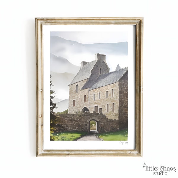Affiche Lallybroch | Impression d'Art Outlander | Téléchargement numérique | Clan Fraser | Broch Tuarach | Cadeaux d'amant de livre | Château écossais
