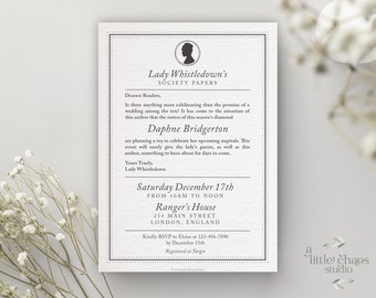 Bridgerton Invitation | Lady Whistledown Society Papers Inspired | Hassle-Free Custom Design | Printable Invite | Bridal Shower | Birthday