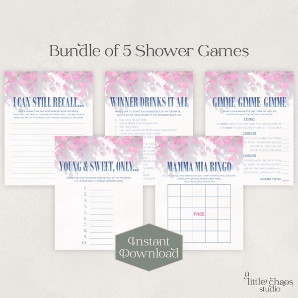 Printable Mamma Mia Bridal Shower Games | Bundle of 5 Games | Instant Download | Editable