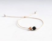 POLAR FRIENDSHIP Bracelet - Swarovski crystal bead – Onyx – rose gold shade – bohemian friendship bracelet –copper shade – feminine – dainty