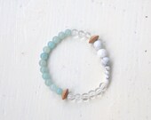 NOVAE MINT Bracelet - Bohemian Amazonite and Quartz Beads – dreamy stacking bracelet – beechwood – soft jade mint shade - pastel - dainty