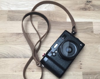 Slim Horween Leather Camera Strap | Handmade UK, Custom Length Neck Strap