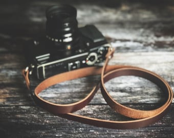 Short Leather Camera Strap for your Digital or Film Camera
