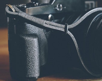 Black Leather Camera Wrist Strap