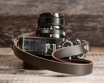Leather Camera Neck Strap | Brown Leather Camera Strap for film and digital cameras