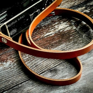 Fine bandoulière en cuir pour appareil photo | Bronzage