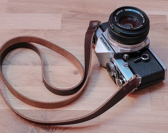 Slim Leather Camera Strap | Brown Leather | Black Leather | Thin Leather Camera Strap | Horween Chromexcel Leather Strap
