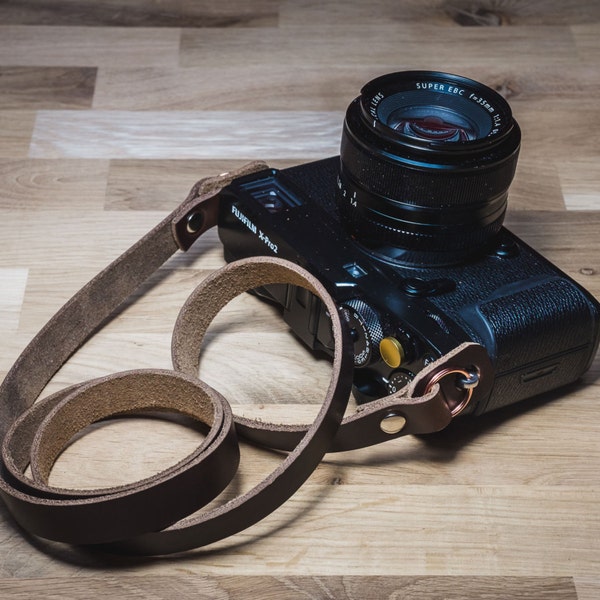 Leather Camera Strap for Mirrorless Camera, Nikon, Leica, Fuji X Cameras, 35mm, Olympus, DSLR, Vintage, etc.