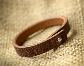 Mens Leather Bracelet | Antique Brown