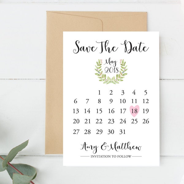 Save the Date Calendar, Wedding Save The Date Calendar, Calendar Save the Date Cards, Save The Date Calendar Printable