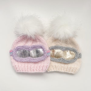 Ski Goggles Hand-Knit Hat | Baby & Kids Beanie | Photo Prop and Gift