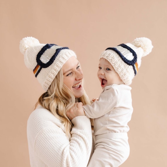 Bonnet avec lunettes de ski à imprimé métallique Bonnet tricoté à la main  pour bébé et enfant, accessoire photo et cadeau -  France