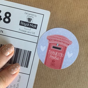 Thankyou Postie Stickers 45mm Thumbs Up For Your Postie Labels for Parcels and Letters image 1