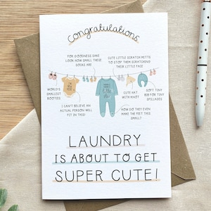 La lessive est sur le point de devenir super mignonne ! - Nouvelle carte de voeux pour les futurs parents - Baby shower