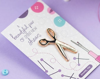 Shiny New Shears Enamel Pin - Rose Gold - Seamstress Sewist Sewer Enamel Pin Gift