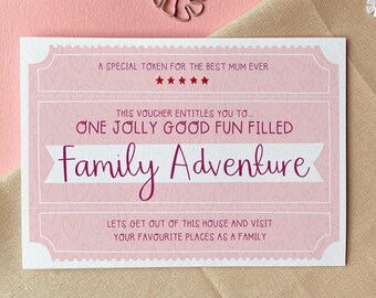 Family Adventure Voucher – Mother’s Day Token of Appreciation Greeting Card