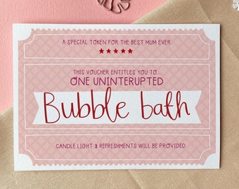 Bubble Bath Voucher – Mother’s Day Token of Appreciation Greeting Card