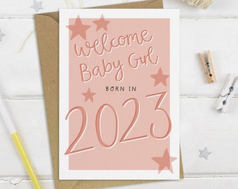 2023 Baby Girl Luxury Greeting Card - New Baby Expectant Parents Greeting Card - Baby Shower