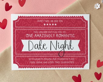 Date Night Voucher – Valentine’s Day Token of Appreciation Greeting Card