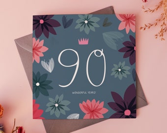 Ninety Wonderful Years! 90th Birthday Card