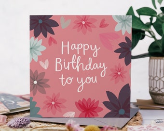 Happy Birthday Floral Greeting Card