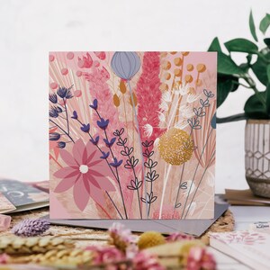 Carte de voeux bouquet de fleurs séchées