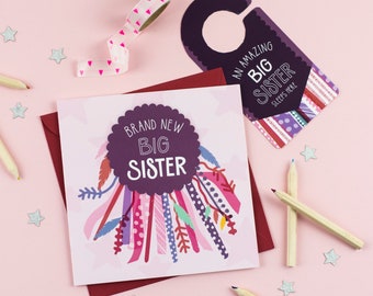 Brand New Big Sister - New Baby Expectant Parents Greeting Card - Baby Shower