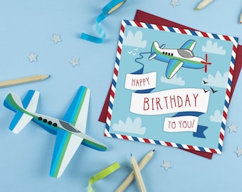 Aeroplane Geburtstagskarte mit basteliger Cut Out-Aktivität