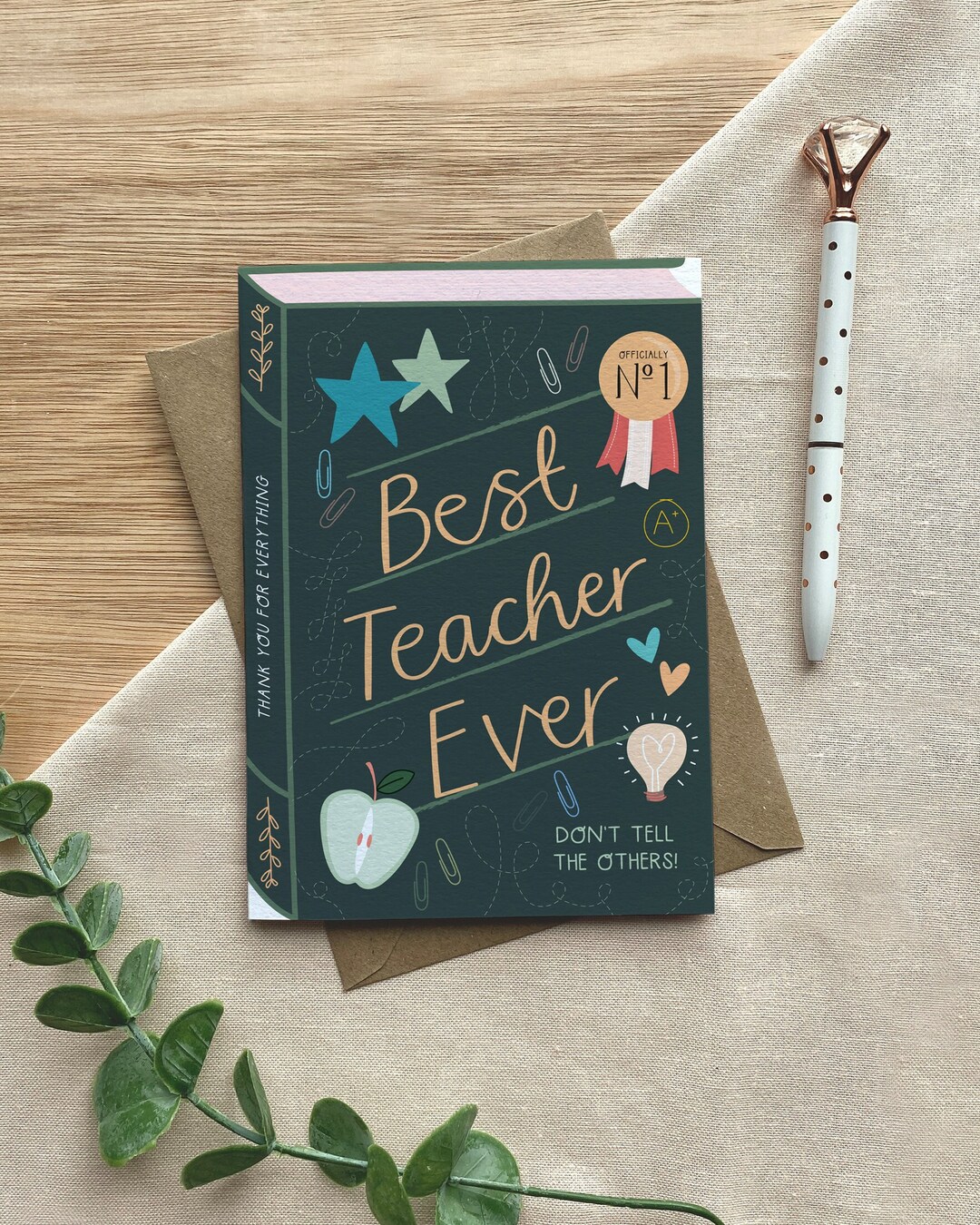 Best Teacher Ever – Luxury Book Greeting Card - Etsy