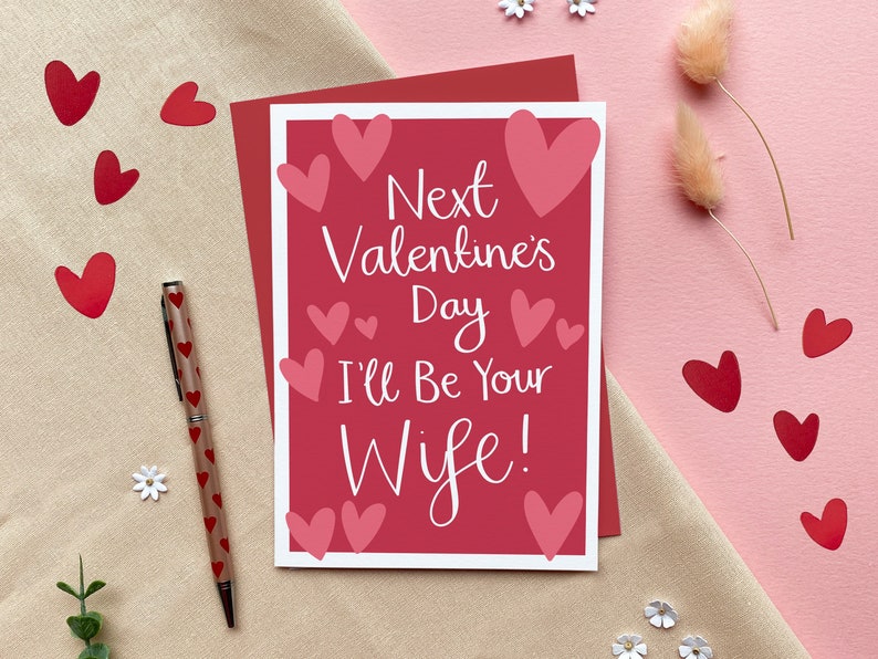 Fiancé Valentines Day Card, Next Valentines Day I'll Be Your Wife, Valentines Card for Him, Wife Husband to Be Card image 1