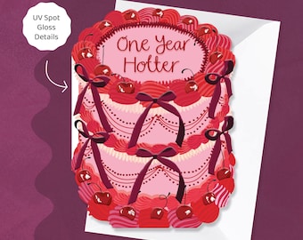 One Year Hotter - Birthday Cake Shaped Greeting Card