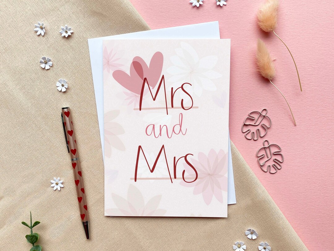 Mrs and Mrs Luxury Wedding Greeting Card - Etsy UK