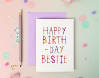 Happy Birthday Bestie – Birthday Luxury Foiled Rainbow Greeting Card