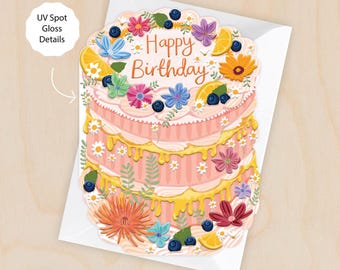 Happy Birthday - Birthday Cake Shaped Greeting Card for Friend