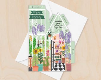 Greenhouse Birthday Card – 3D Slot Together Greeting Card