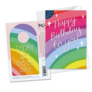 Carte de joyeux anniversaire arc-en-ciel avec activité créative découpée