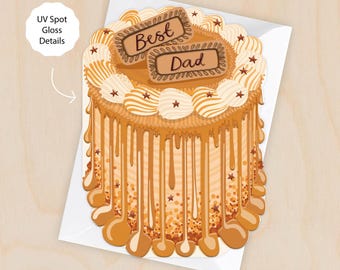 Best Dad - Cake Shaped Greeting Card for Father's Day or Dad Birthday