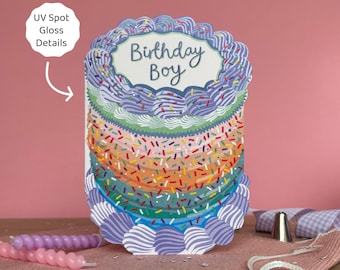 Birthday Boy - Vintage Cake Shaped Greeting Card