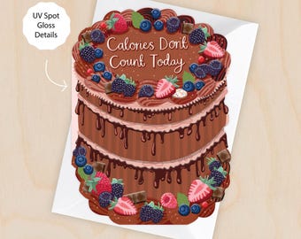 Calories Don’t Count - Birthday Cake Shaped Greeting Card