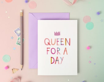 Queen for a day – Birthday Luxury Foiled Rainbow Greeting Card