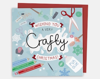 Wishing you a Crafty Christmas - Christmas Greeting Card with Cut-Out Crafty Activity