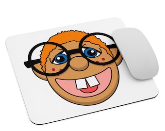Mouse pad with Jonatin puppet face illustration