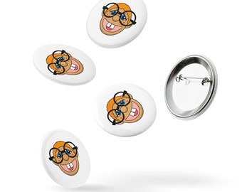 Set of 5 pin buttons with Jonatin puppet face illustration