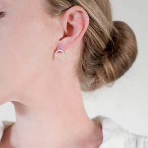 Sterling Silver Circle Stud Earrings | Modern Silver Circle Earrings