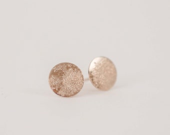 Gold "Stardust" Textured Circle Stud Earrings