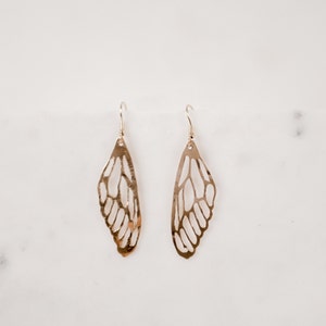 Gold dragonfly wing earrings image 2