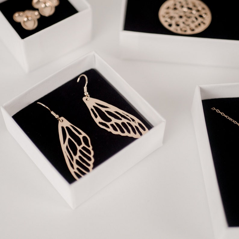 Gold dragonfly wing earrings image 3
