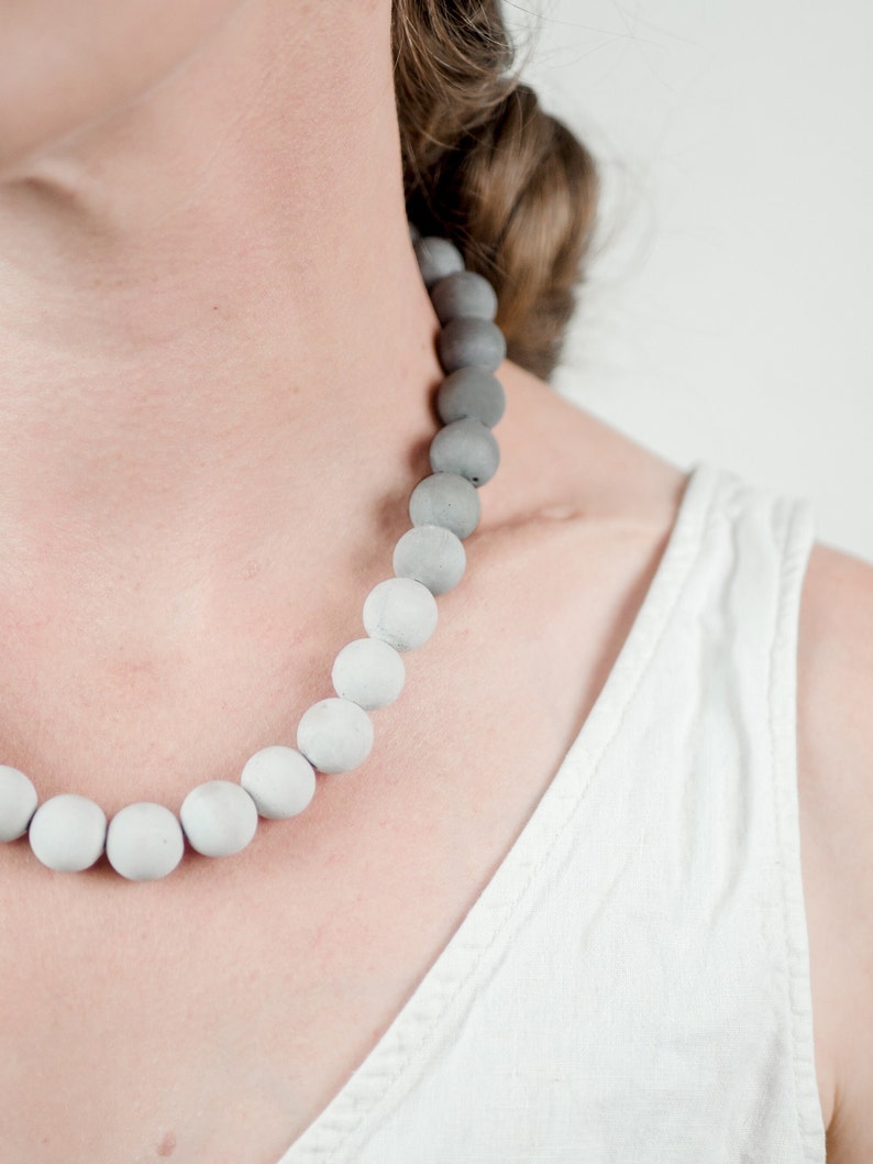 Gray Ombre Concrete Pearl Necklace image 2